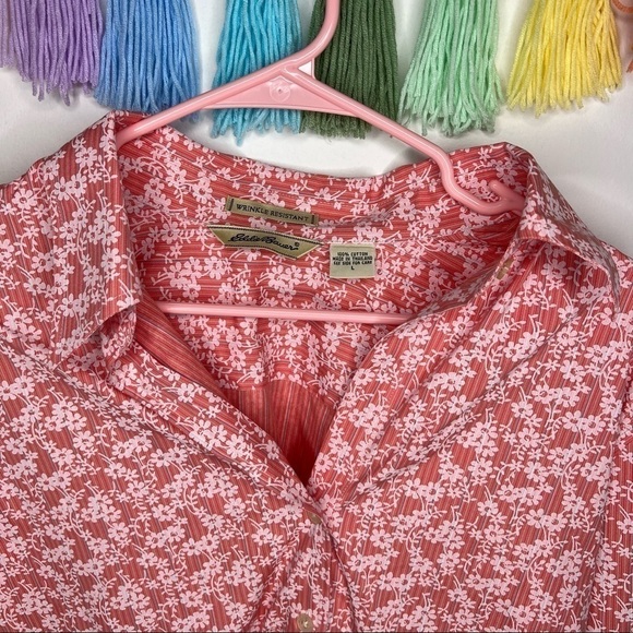 Eddie Bauer Vintage Wrinkle Resistant Floral 3/4 Sleeve Button Down Blouse Large - Picture 4 of 14